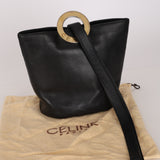 Celine Gold Ring Bucket Bag Black Calfskin 1990s