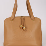 Chanel 1993 Caviar Beige Coco Mark Zip Tote 24K GP