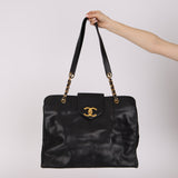 Rare Chanel 1996 Caviar Supermodel Tote Bag 24K GP
