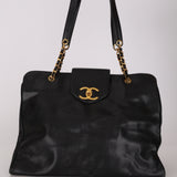 Rare Chanel 1996 Caviar Supermodel Tote Bag 24K GP