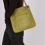 Bottega Veneta Green Intrecciato Angolo Shoulder Bag