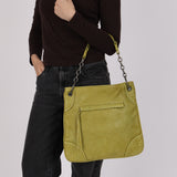 Bottega Veneta Green Intrecciato Angolo Shoulder Bag