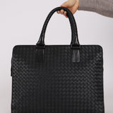 Vintage Bottega Veneta Black Intrecciato Milano Sac De Document