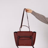 Celine Maroon Leather Braided Mini Belt Bag