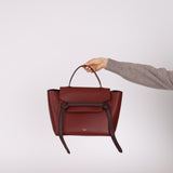 Celine Maroon Leather Braided Mini Belt Bag