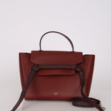 Celine Maroon Leather Braided Mini Belt Bag