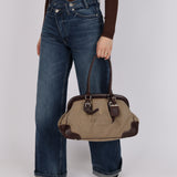 Prada Canapa Logo Jacquard Canvas Doctor Bag