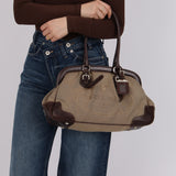 Prada Canapa Logo Jacquard Canvas Doctor Bag