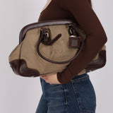 Prada Canapa Logo Jacquard Canvas Doctor Bag