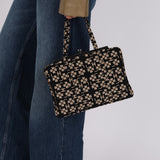 Chanel 1996 Canvas CC Clover Kiss-Lock Shoulder Clutch
