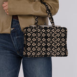 Chanel 1996 Canvas CC Clover Kiss-Lock Shoulder Clutch