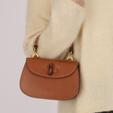 Gucci Cognac Leather 1947 Bamboo Turnlock Small Top Handle