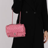 Rare Chanel 2011 Pink Lambskin Upside Down Single Flap Bag
