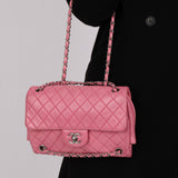 Rare Chanel 2011 Pink Lambskin Upside Down Single Flap Bag