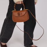Gucci Cognac Leather 1947 Bamboo Turnlock Small Top Handle