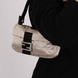 Fendi Dove Grey Satin Crystal Baguette
