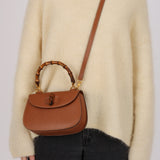 Gucci Cognac Leather 1947 Bamboo Turnlock Small Top Handle