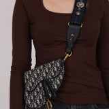 Dior 2019 Navy Oblique Saddle Belt Bag with Guitar Strap