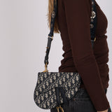 Dior 2019 Navy Oblique Saddle Belt Bag with Guitar Strap