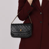 Chanel 1988 Black Lambskin Classic Moon Double Flap 24K GP