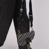 Dior 2019 Navy Oblique Saddle Belt Bag with Guitar Strap