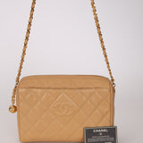 Chanel 1995 Beige Caviar Camera Bag 24K GP