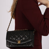 Chanel 1996 Black Lambskin Small Diana Flap 24K GP