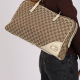 Gucci Beige GG Canvas New Britt Boston Bag