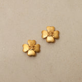 Chanel 1995 Matte Four Leaf Clover Clip-On Earrings 24K GP