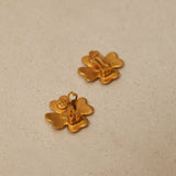 Chanel 1995 Matte Four Leaf Clover Clip-On Earrings 24K GP