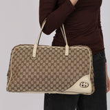 Gucci Beige GG Canvas New Britt Boston Bag