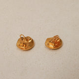 Chanel 1995 Mini Matte Interlocking CC Round Clip-On Earrings 24K GP