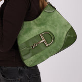 Gucci Green Suede Hasler Horsebit Hobo