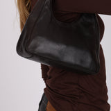 Prada 2003 Chocolate Brown Nappa Asymmetrical Small Hobo