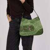 Gucci Green Suede Hasler Horsebit Hobo