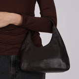 Prada 2003 Chocolate Brown Nappa Asymmetrical Small Hobo