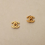 Chanel 1995 Small CC Turnlock Clip-On Earrings 24K GP