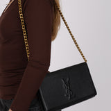 Saint Laurent Black Grain de Poudre Belle De Jour Clutch