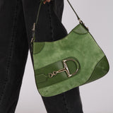 Gucci Green Suede Hasler Horsebit Hobo
