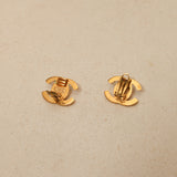 Chanel 1995 Small CC Turnlock Clip-On Earrings 24K GP