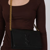 Saint Laurent Black Grain de Poudre Belle De Jour Clutch