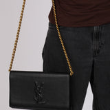 Saint Laurent Black Grain de Poudre Belle De Jour Clutch