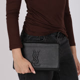 Saint Laurent Black Grain de Poudre Belle De Jour Clutch
