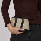 Rare Hermès 2006 Noir Buffle Skipper and Toile Garden Party Clutch TTPM PHW