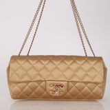 Chanel 2008 Gold Satin Precious Jewels East West Flap Bag