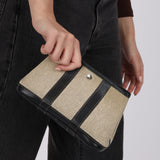 Rare Hermès 2006 Noir Buffle Skipper and Toile Garden Party Clutch TTPM PHW