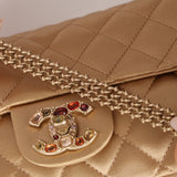 Chanel 2008 Gold Satin Precious Jewels East West Flap Bag