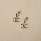 Chanel 2022 CC Milgrain Pearl Earrings GHW