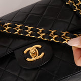 Chanel 1987 Lambskin Medium Classic Double Flap Bag 24K GP