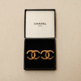 Vintage Chanel CC Ridged Clip-On Earrings 24K GP